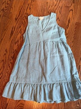 Cynthia Rowley 100% Linen Blue Sleeveless Tiered Dress, Sz L